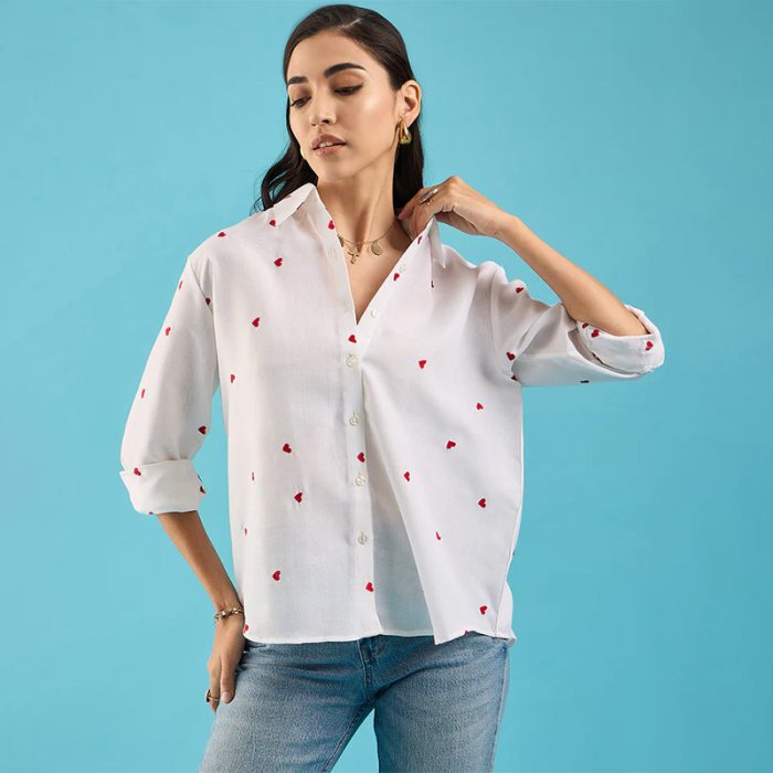 All Over Embroidered Cotton Shirt