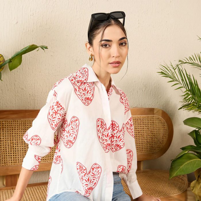 Printed Asymmetrical Cotton Shirt