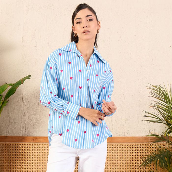 Printed Asymmetrical Cotton Shirt