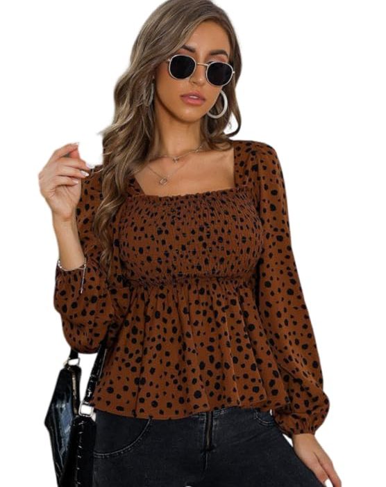 Sheetal Associates Women's Printed Regular Fit Puff Sleeves Top