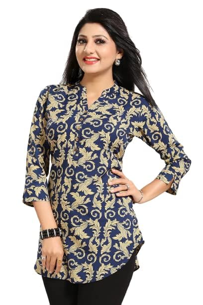 Keshubaba Women's Polyester Crepe Short Tunic Top | short kurti for jeans for women