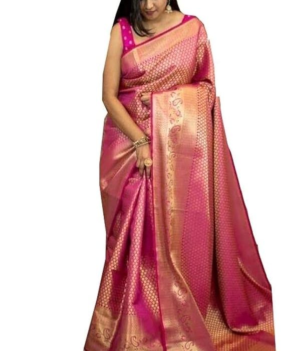 SGF11 Women's Kanjivaram Soft Silk Saree With Blouse Piece