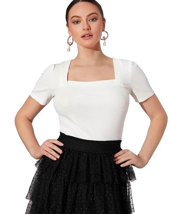 Shasmi Women's Cotton Regular Fit Striped Crop, Ribbed, Stylish T-Shirt Top, Soft and Comfy Fabric Has Some Stretch