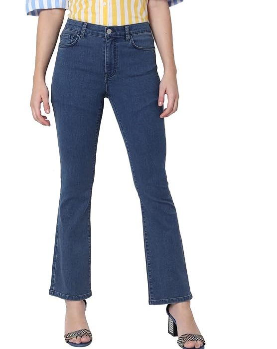 VERO MODA Women's Bootcut Mid Rise Jeans | Wide Leg | Bell Bottom
