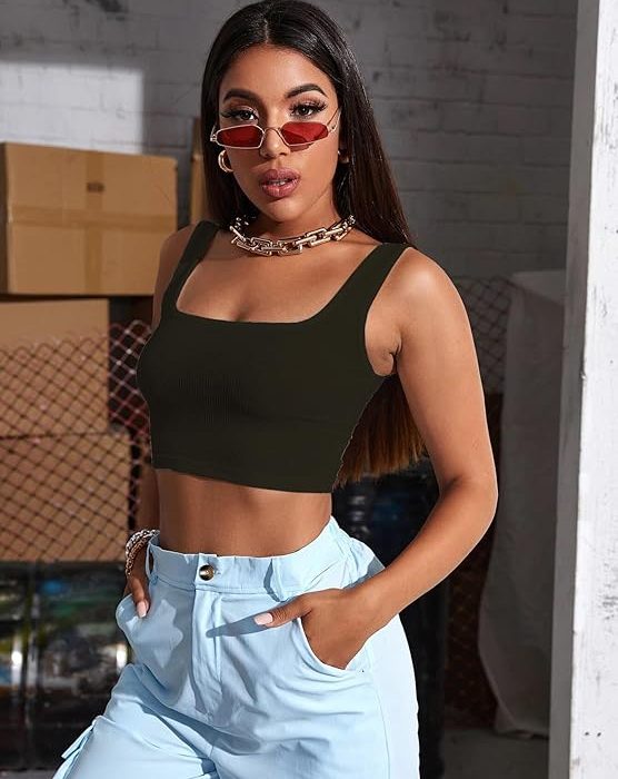 Sugathari Women's Solid Slim Fit Crop top Blouse for Girls 36