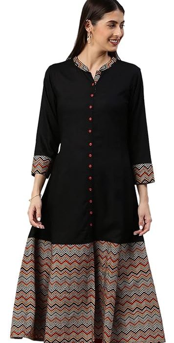 Yash Gallery Women's Cotton Relaxed Fit A Line Kurta