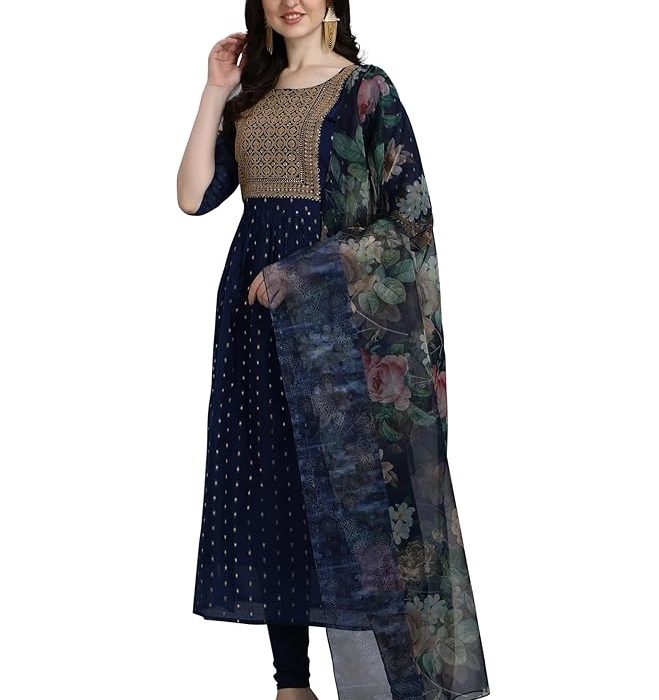 VredeVogel Women's Chanderi Kurta with Legging and Dupatta
